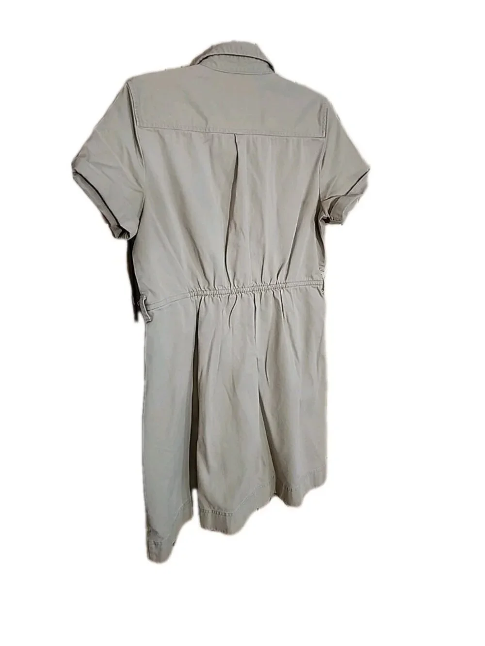 J Crew Denim Shirt Womens 12 Khaki Button‎ Canvas Pockets Capsule Safari Casual
